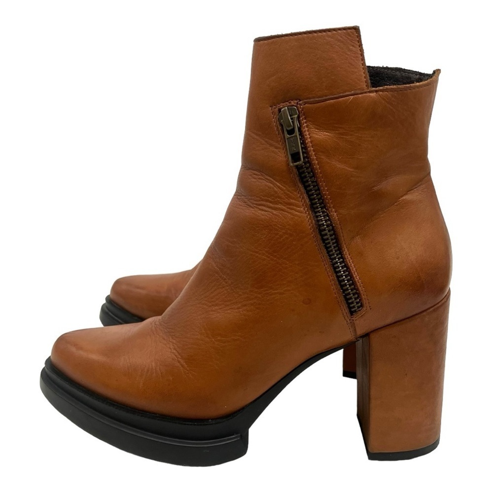 Frankie Segal Gabrielle Michel Brown Leather Platform Point Toe Heeled Boots 39 - Picture 7 of 16